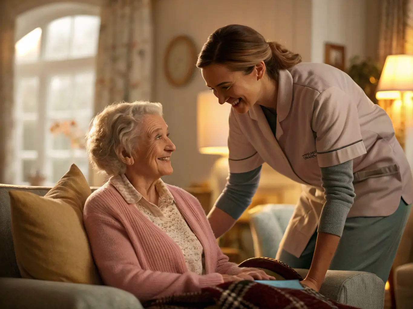 A diverse group of individuals participating in a social care program, receiving support and assistance from caregivers.